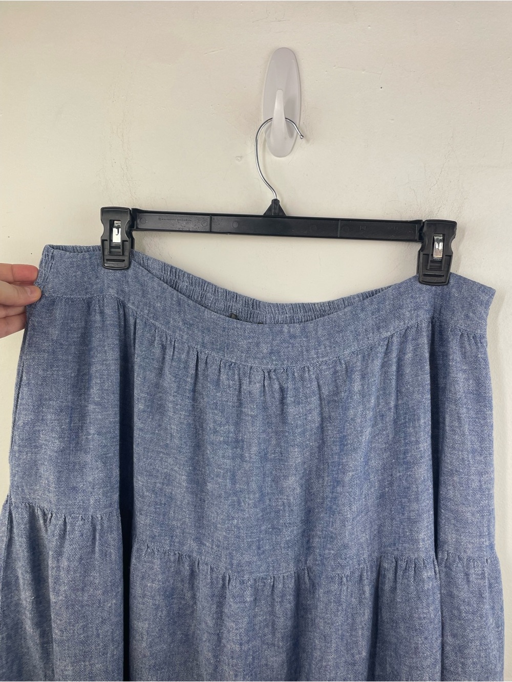 Matty M Blue Chambray Tiered A-Line Midi Skirt size XXL - Picture 10 of 13
